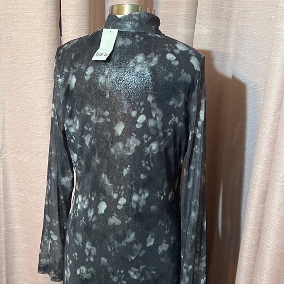 NWT Bar III Alexa Dye Women XL Black Gray Metallic Sheer Maxi Dress Career - Picture 3 of 16
